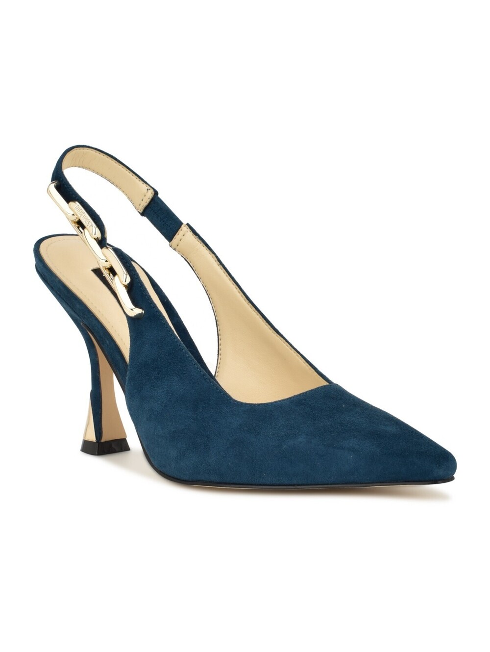 Nine West Veroni Women's Leather Stiletto Slingback Shoes Pump Shoes Dark Teal 7